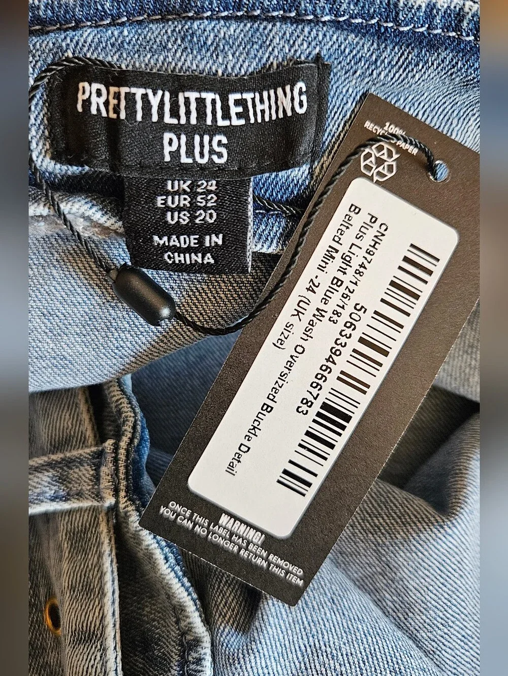 NWT Prettyyoungthing Denim Mini Skirt Plus Size 20